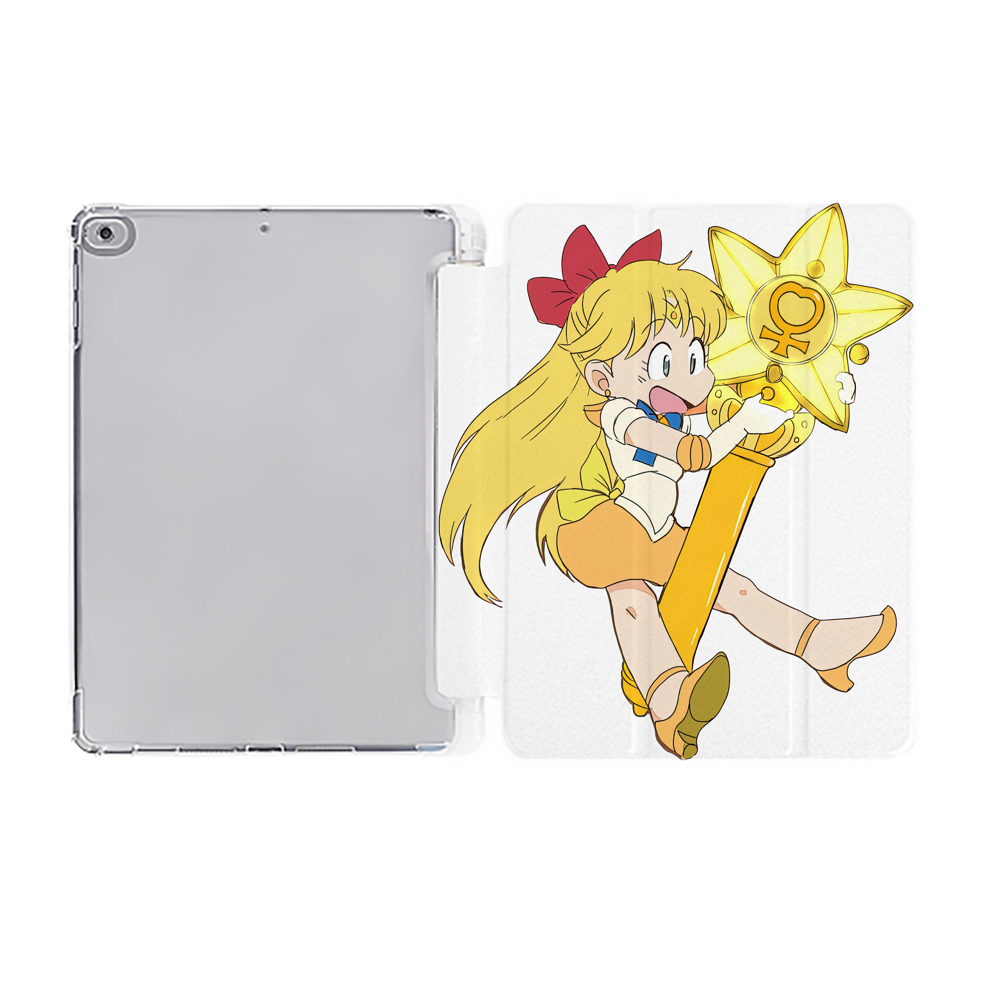（画像用） 美少女戦士セーラームーン 愛野 美奈子 あいの みなこ Sailor Moon Aino Minako IPad ケース ペン収納付き 三つ折りスタンド PUレザー×シリコン 対応機種9.5/10.5/10.9インチ